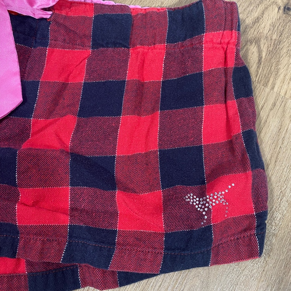 Vintage Y2K PINK Victoria's Secret Bling Red and Black Plaid Sleep Shorts Medium - Picture 4 of 10